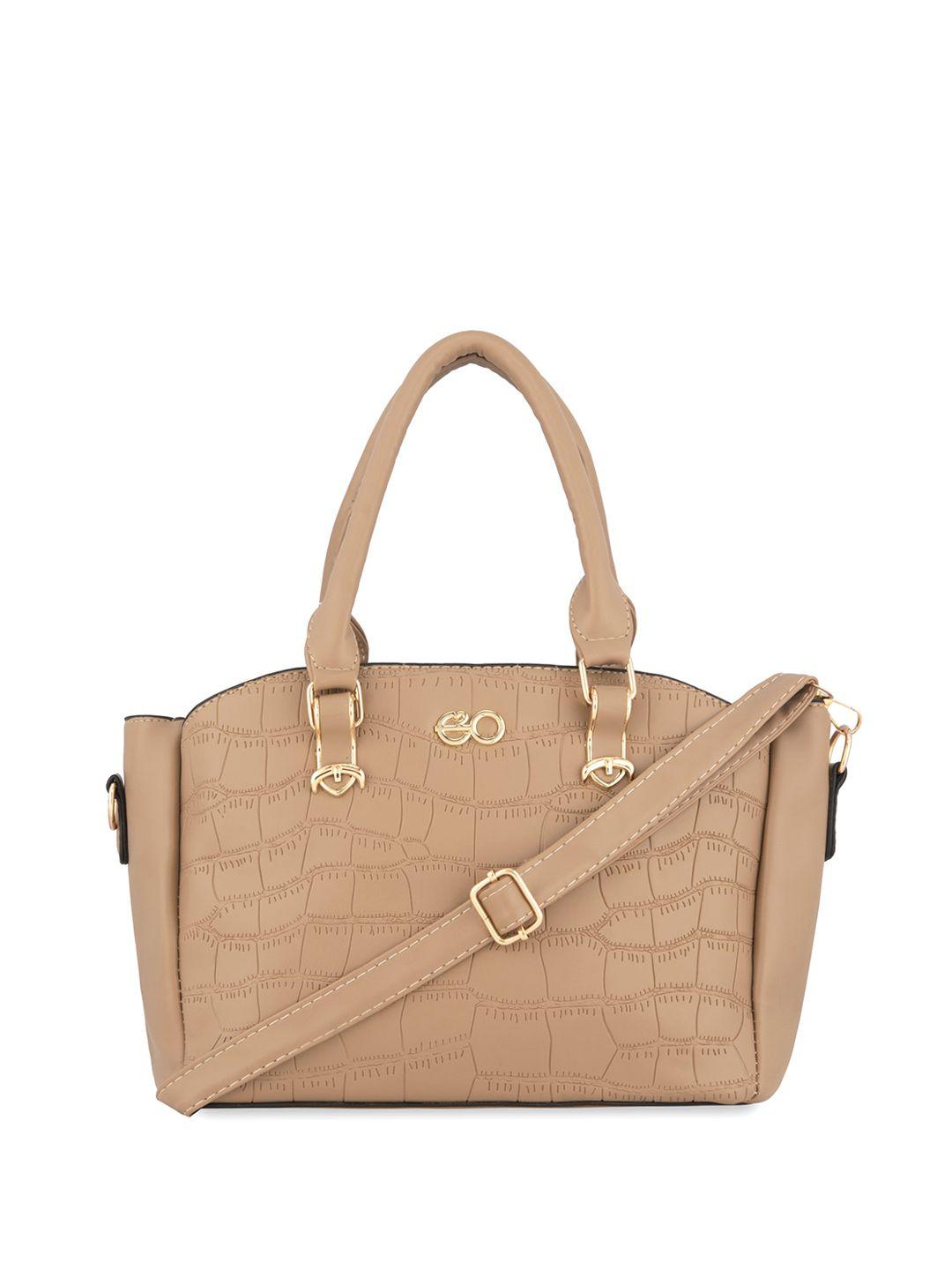 e2o beige textured structured handheld bag