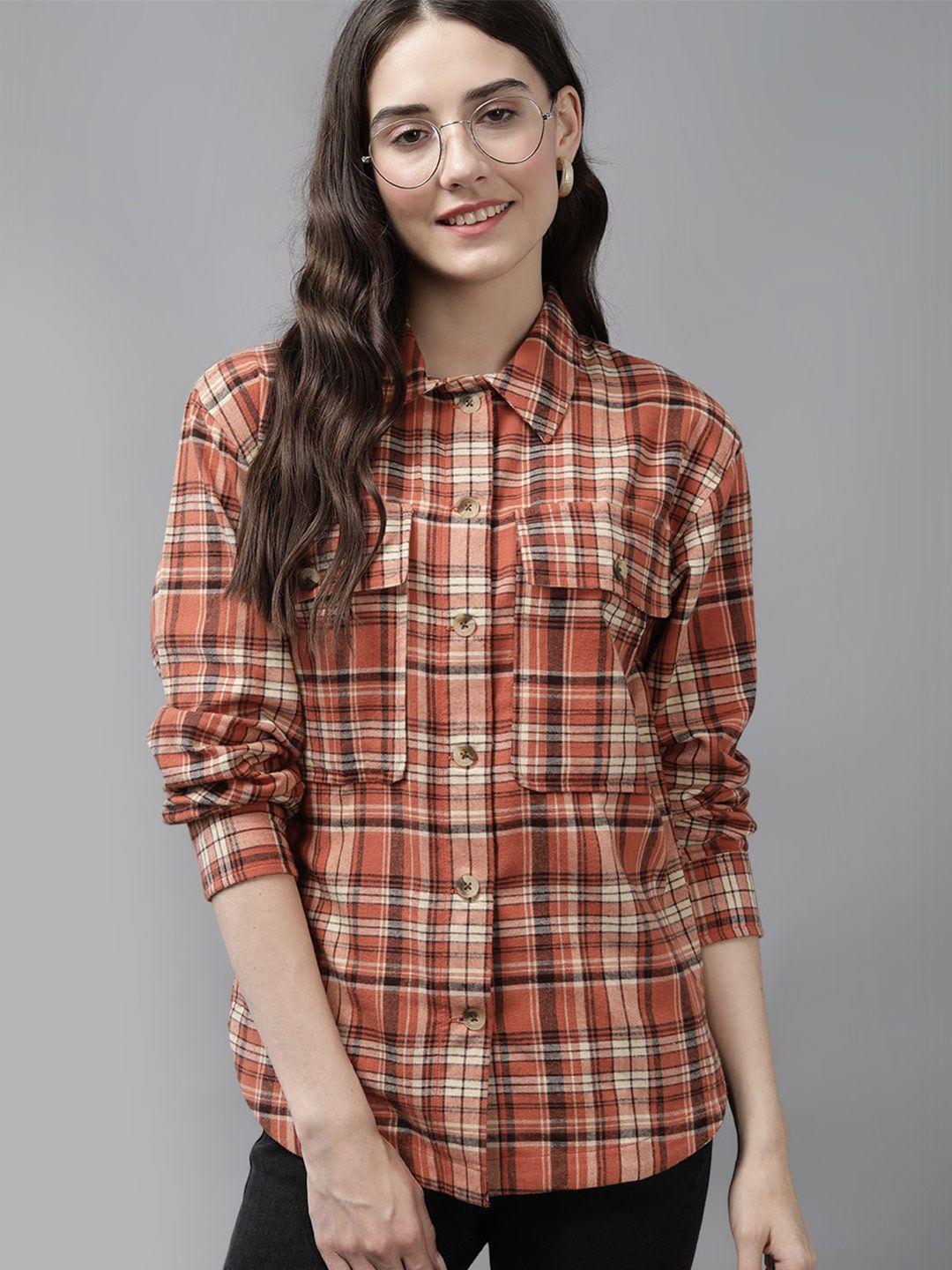 mast & harbour tartan checked pure cotton casual shirt