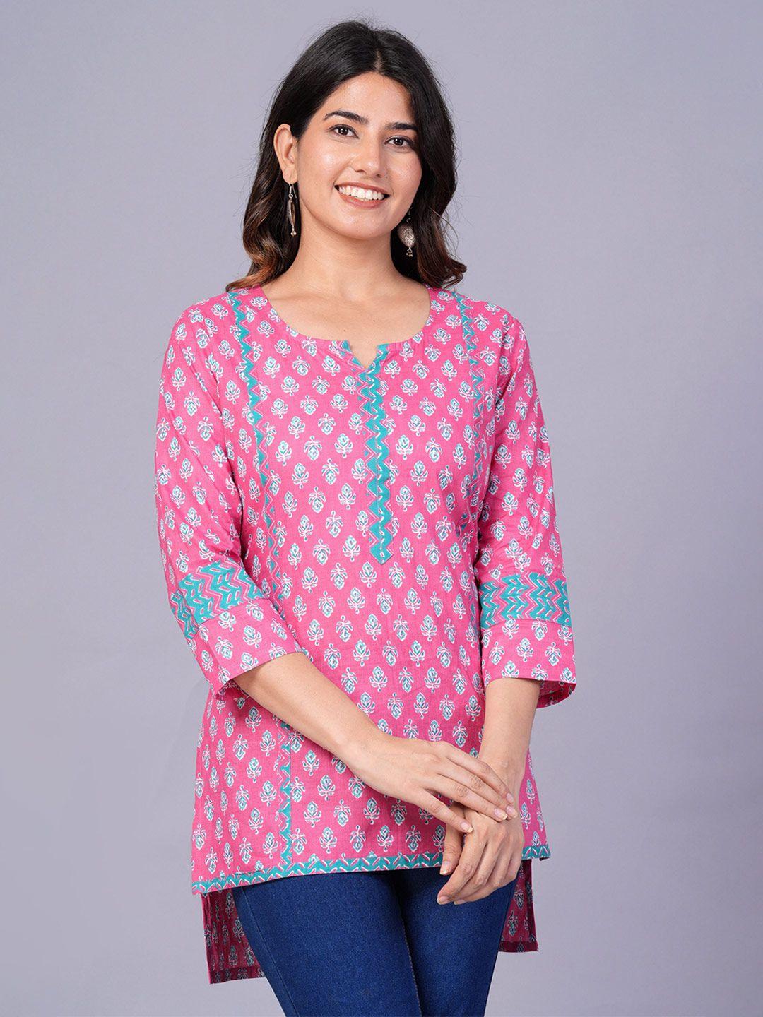 kalini multicoloured geometric print kimono sleeve cotton top