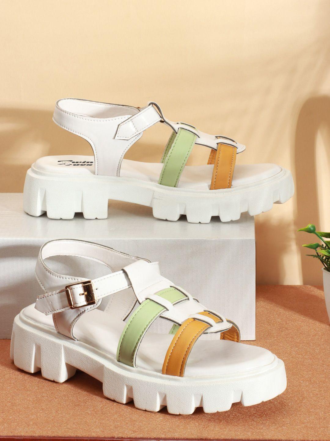 twin toes colourblocked flatform heels