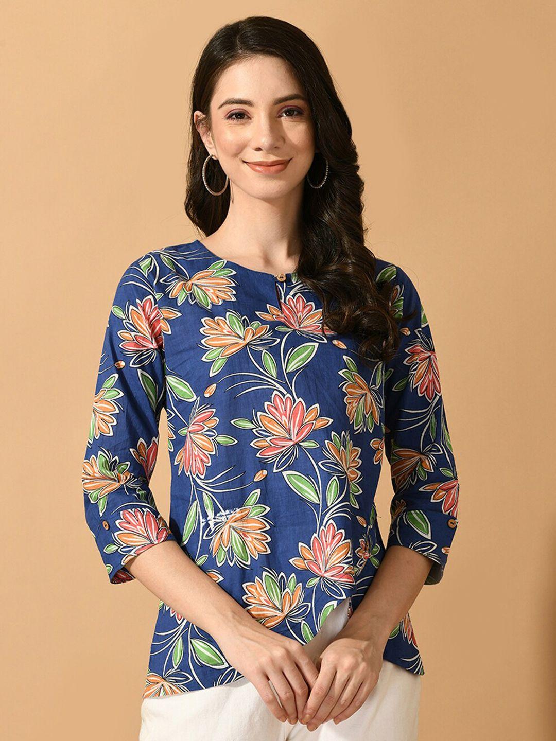 sangria printed cotton a-line top