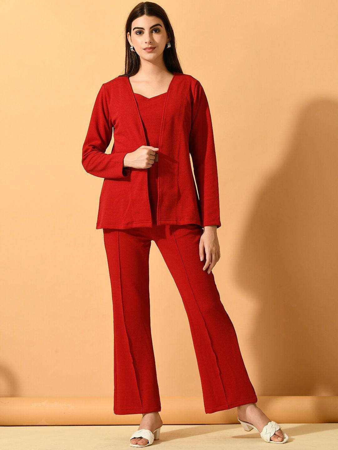 dressberry red crop top with trousers co-ords