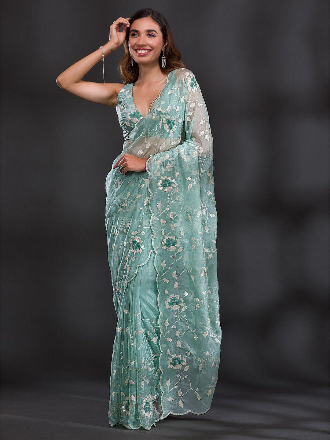 koskii ethnic motifs sequinned tissue saree