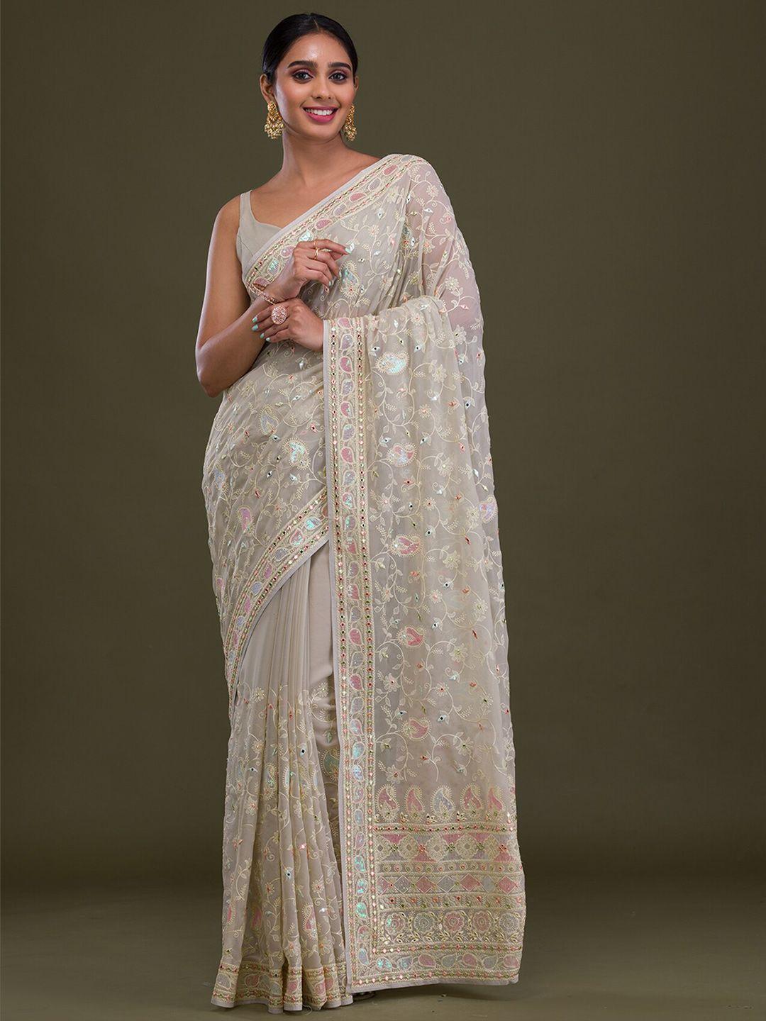 koskii paisley embroidered sequinned saree