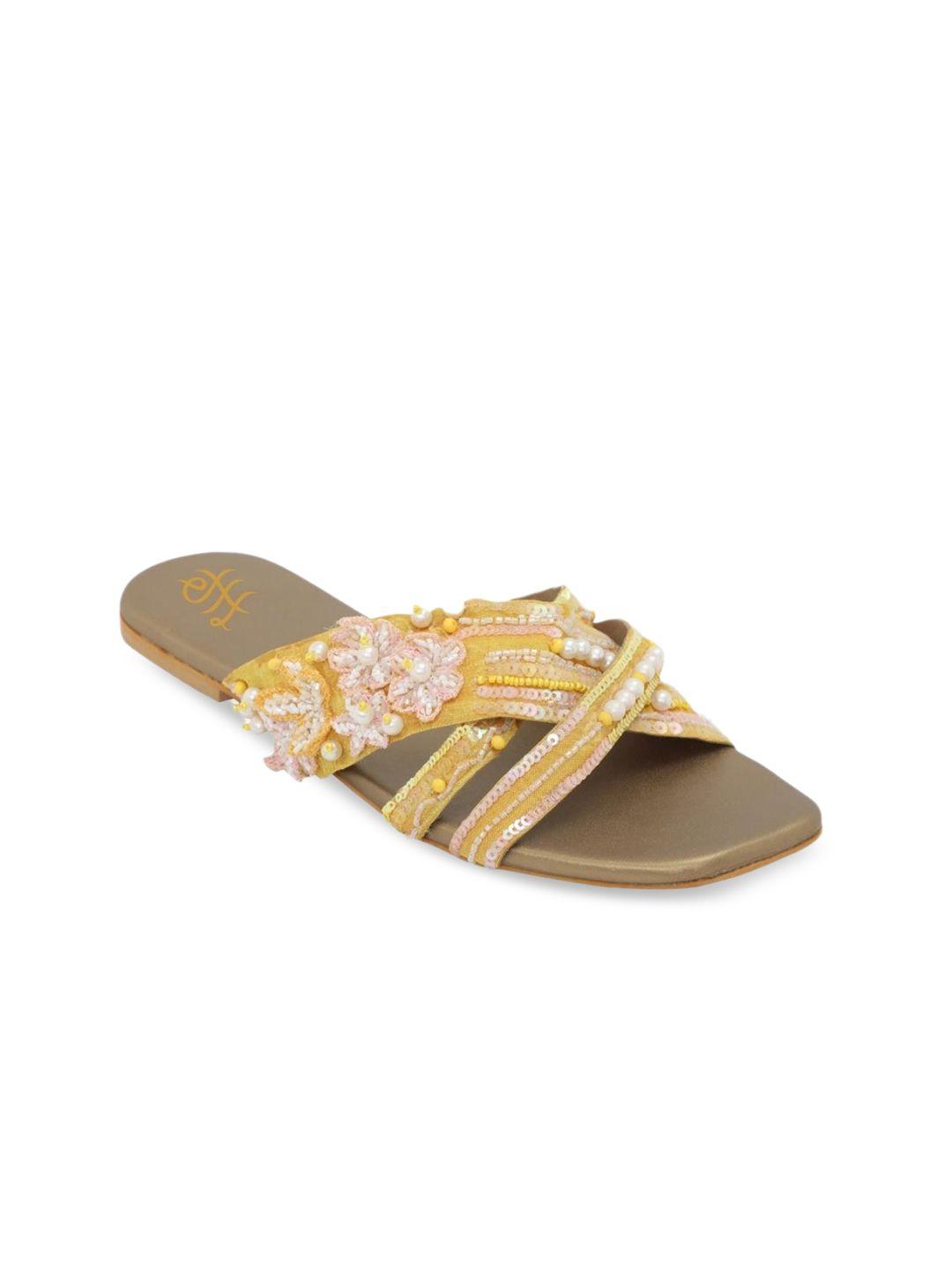 house of pataudi embellished open toe flats