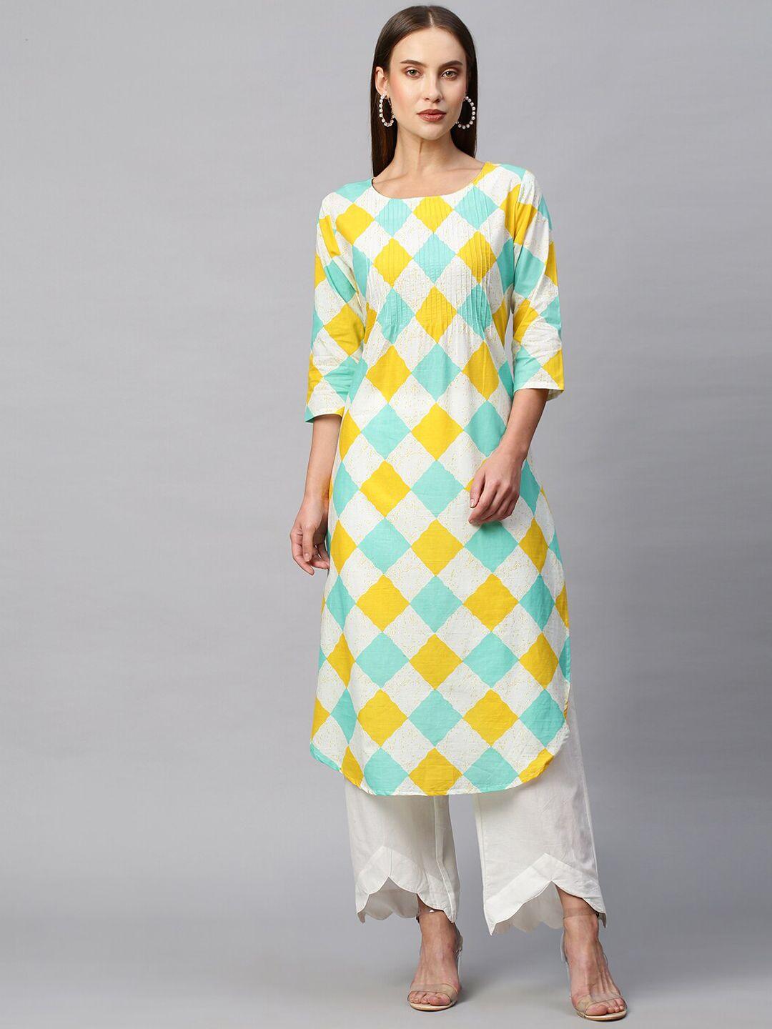 kalini geometric printed pure cotton kurta with palazzo