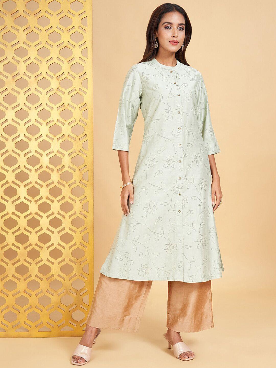 rangmanch by pantaloons floral embellished a-line kurta