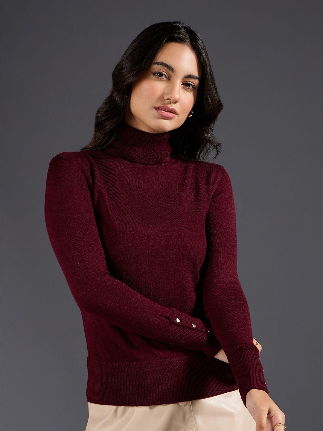 20dresses wine round neck pullover sweaters