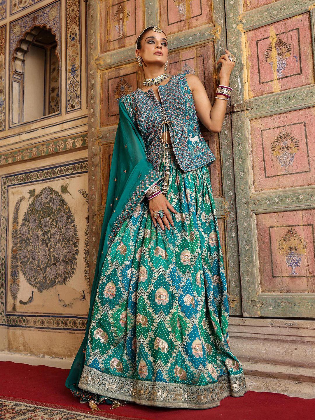 scakhi embellished ready to wear lehenga with blouse & dupatta with jacket