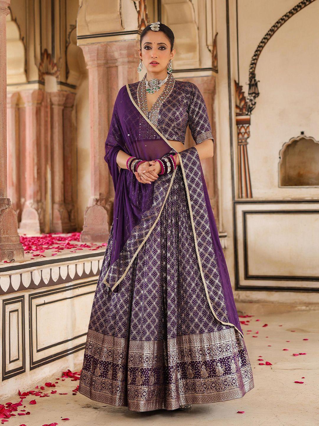 scakhi printed silk ready to wear lehenga & blouse with dupatta