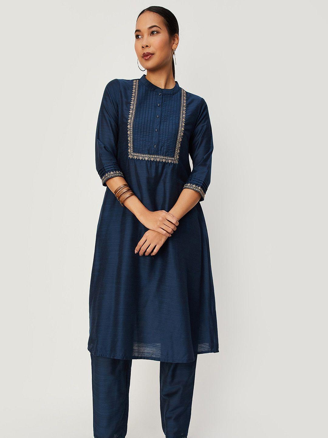 max ethnic motifs sequinned yoke design regular kurta with trousers