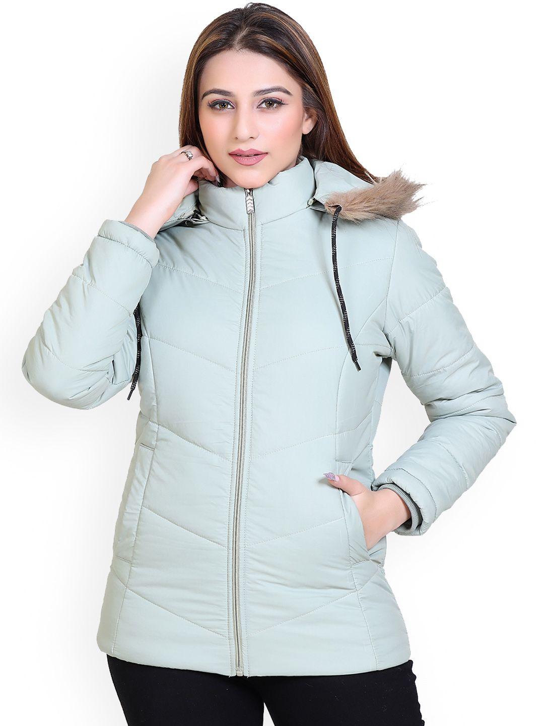 brazo women sea green lightweight puffer jacket