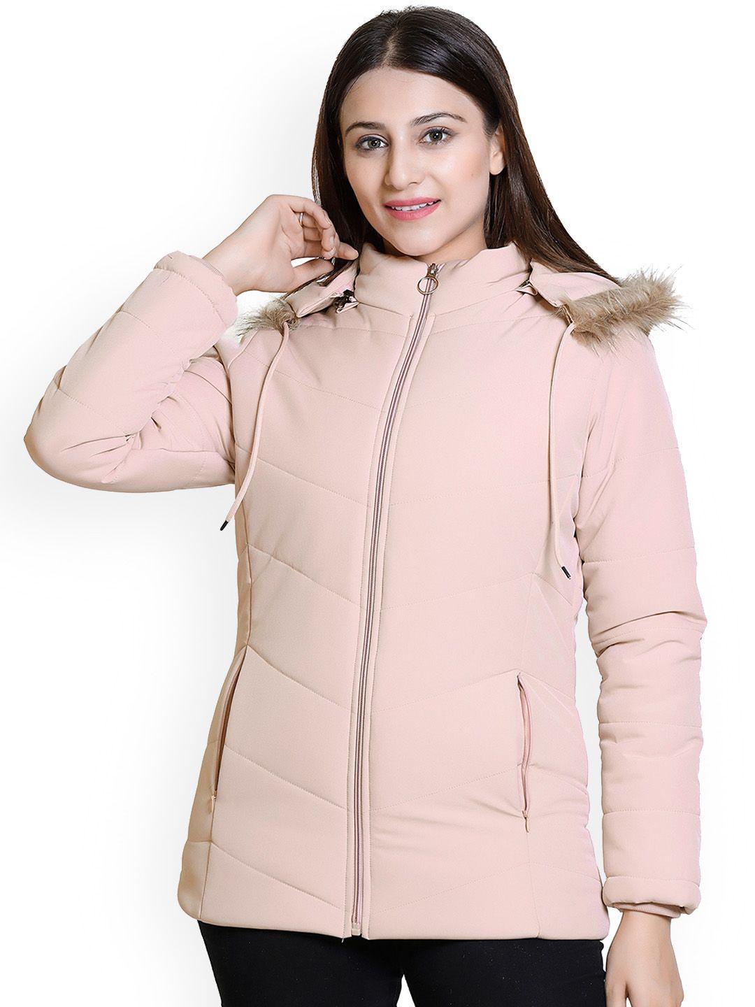 brazo women peach-coloured lightweight longline parka jacket