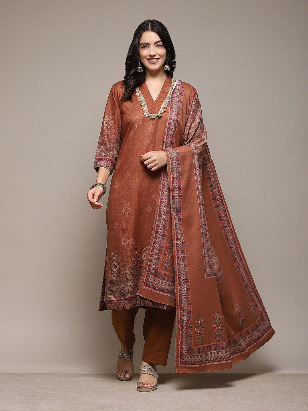 biba ethnic motifs printed unstitched dress material