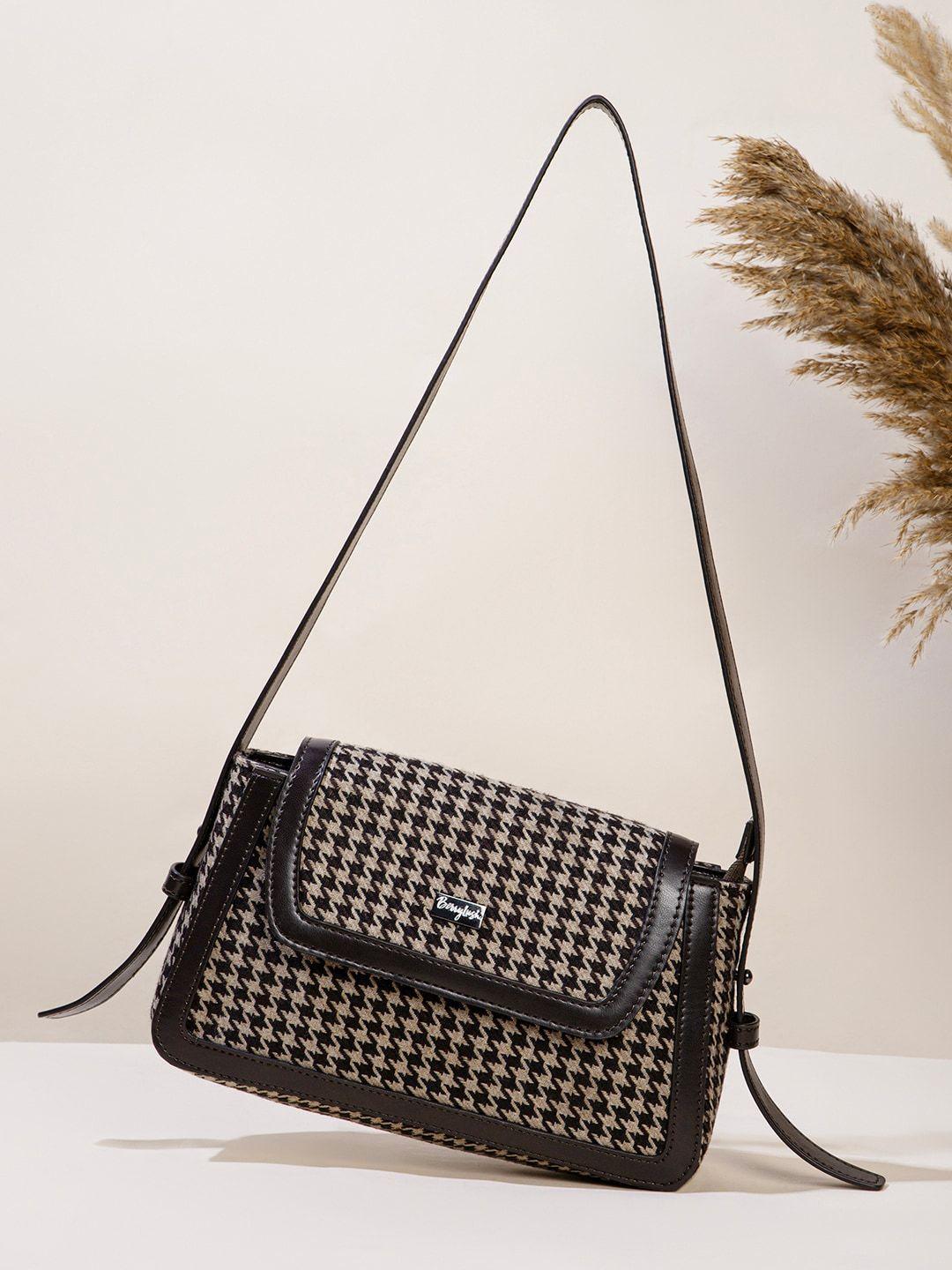 berrylush checked structured cotton sling bag