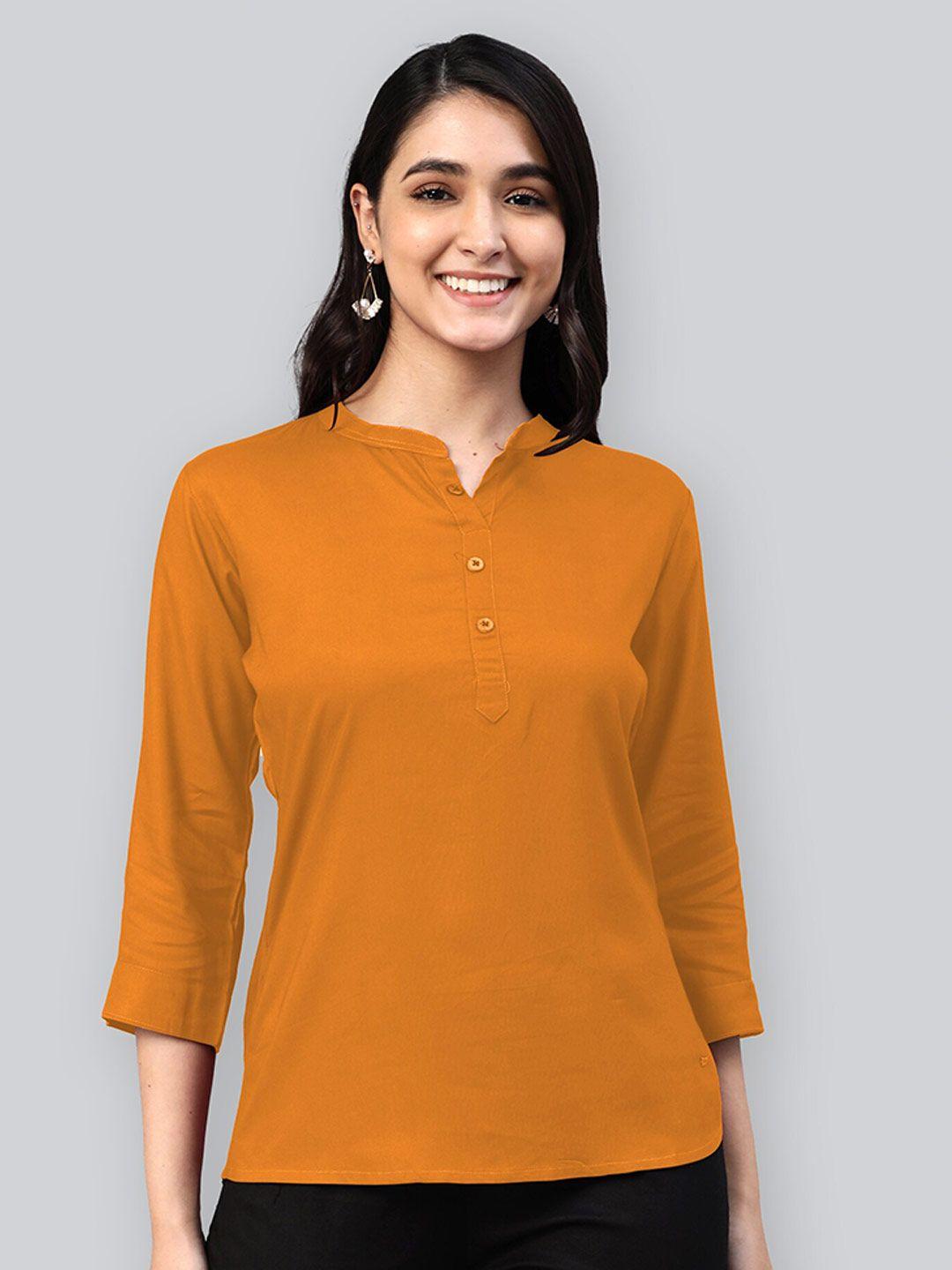 lyra mustard yellow mandarin collar top