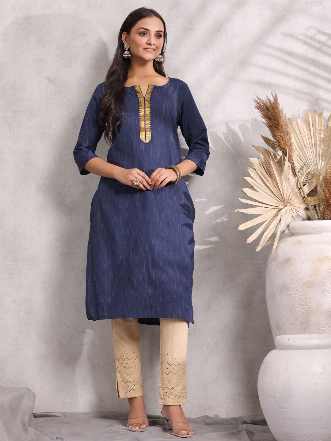 anubhutee women blue thread work kurta