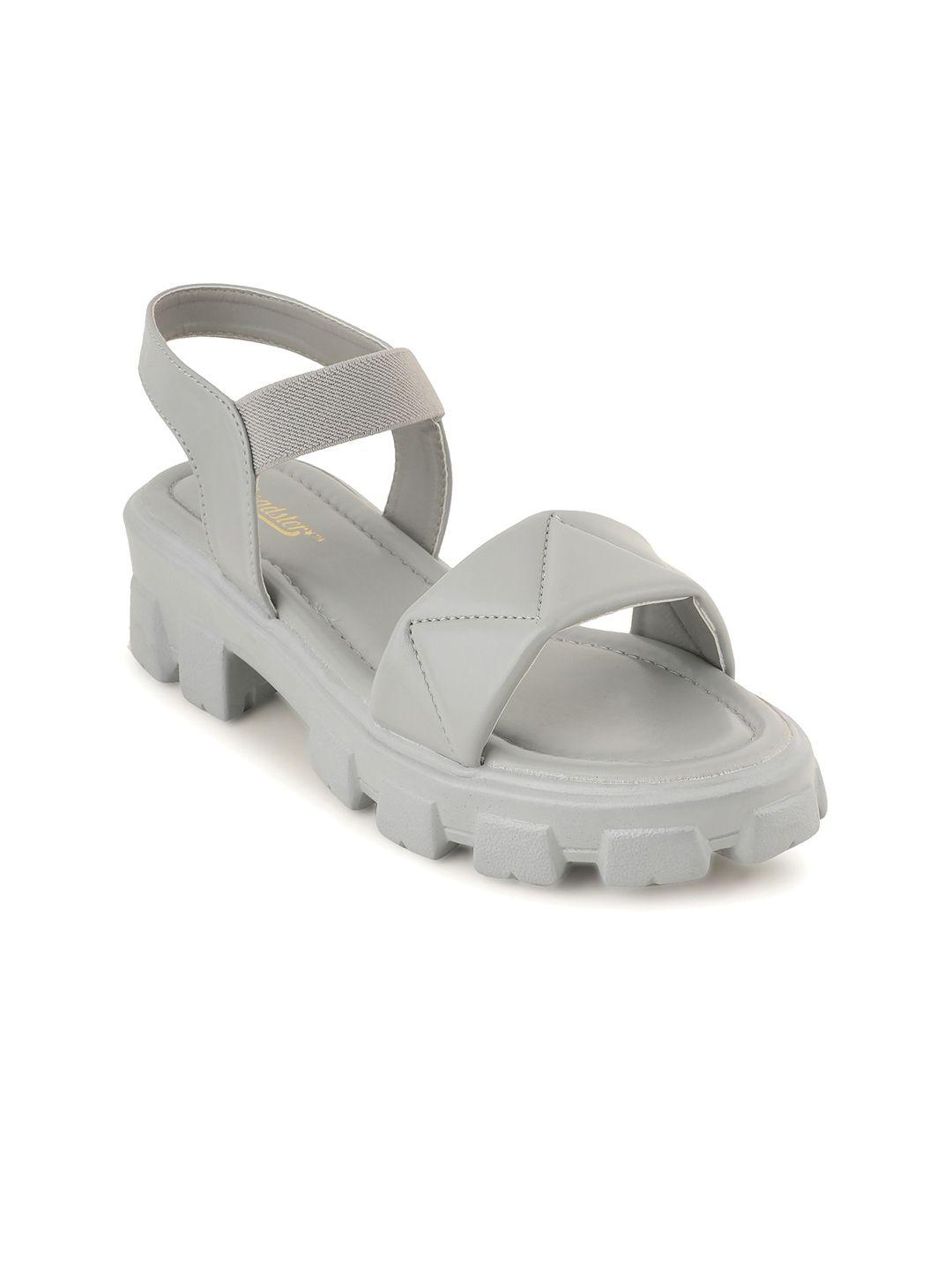 the roadster lifestyle co. grey textured platform heels with backstrap