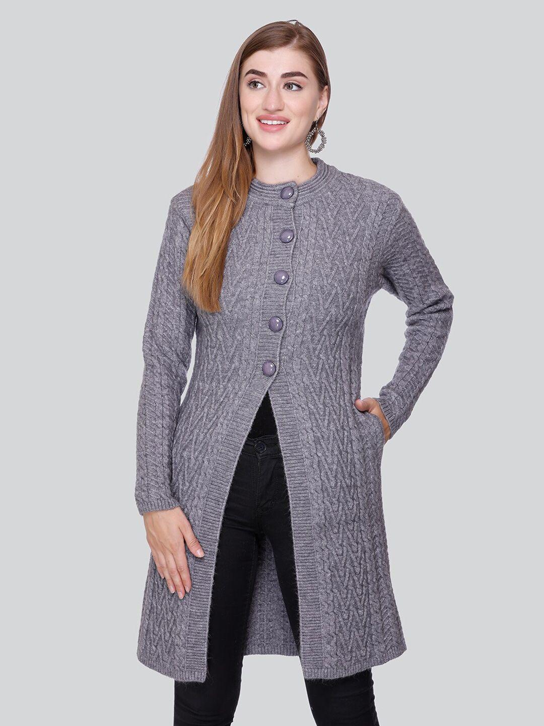 winter wonders cable knit design woollen longline cardigan