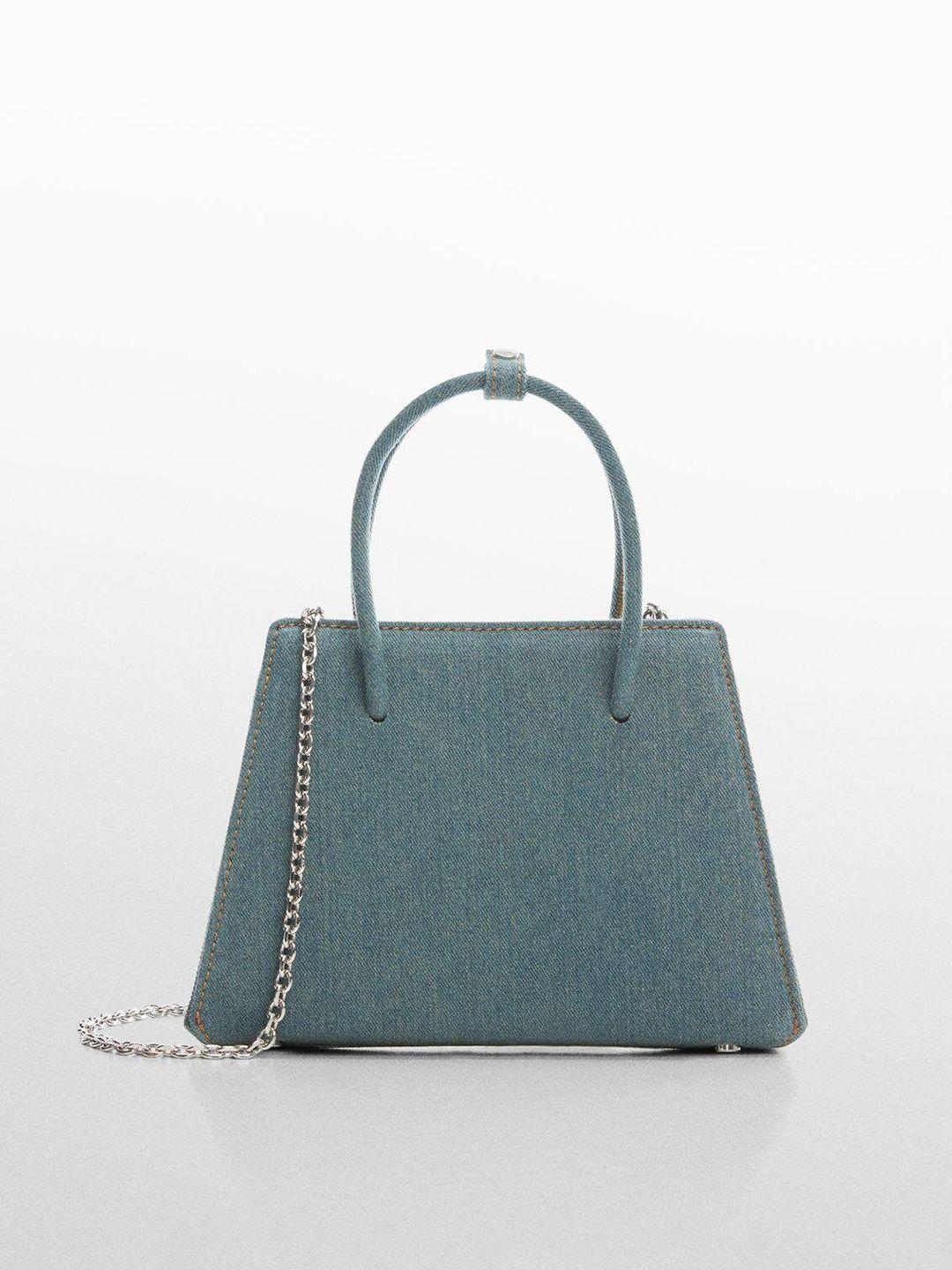 mango denim structured handheld bag