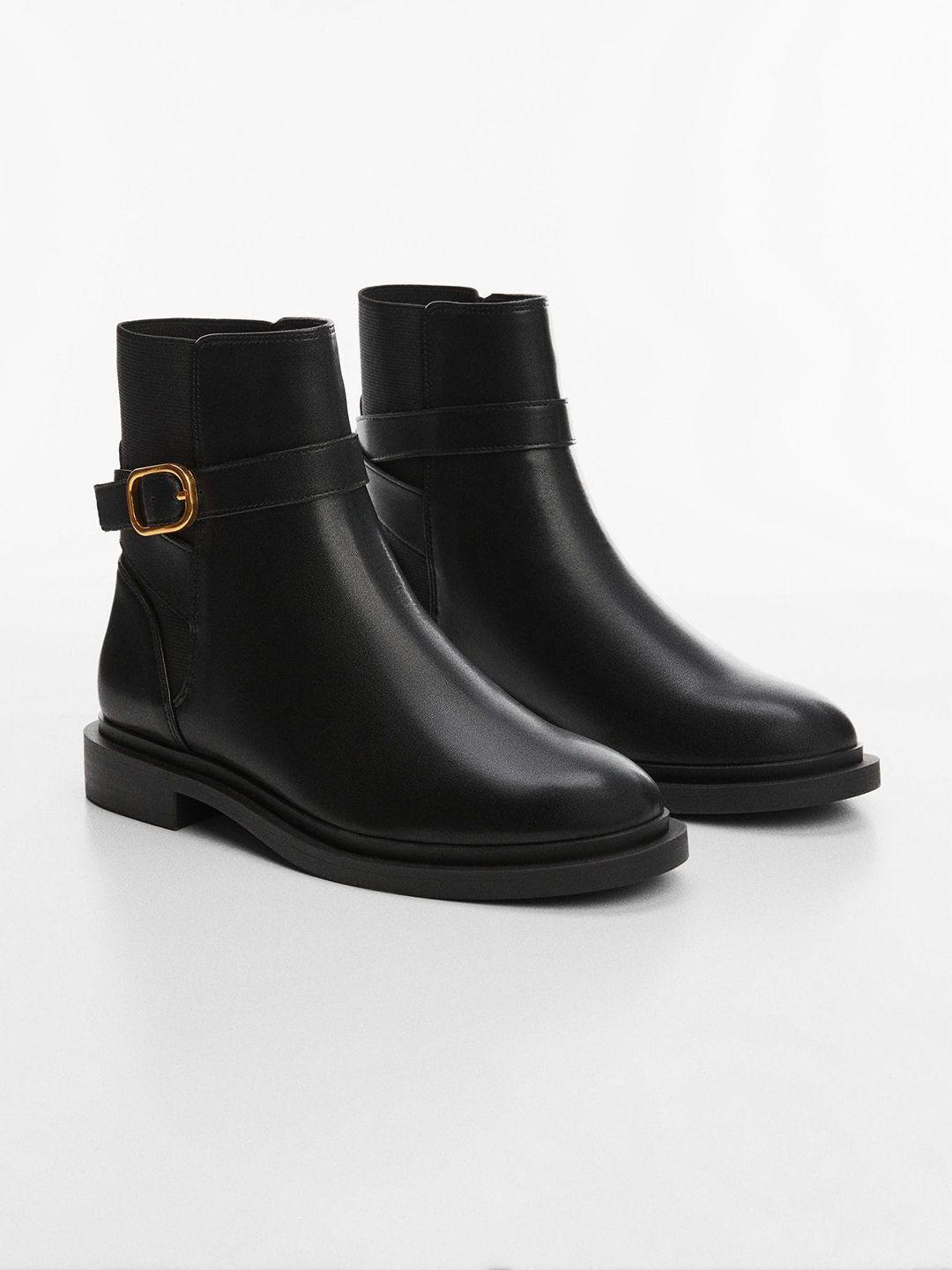 mango women mid-top chelsea boot with buckle detail