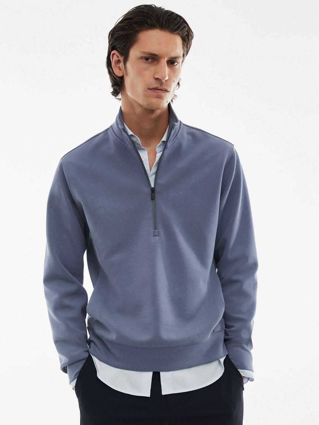 mango man half zipper full sleeves sweatshirt