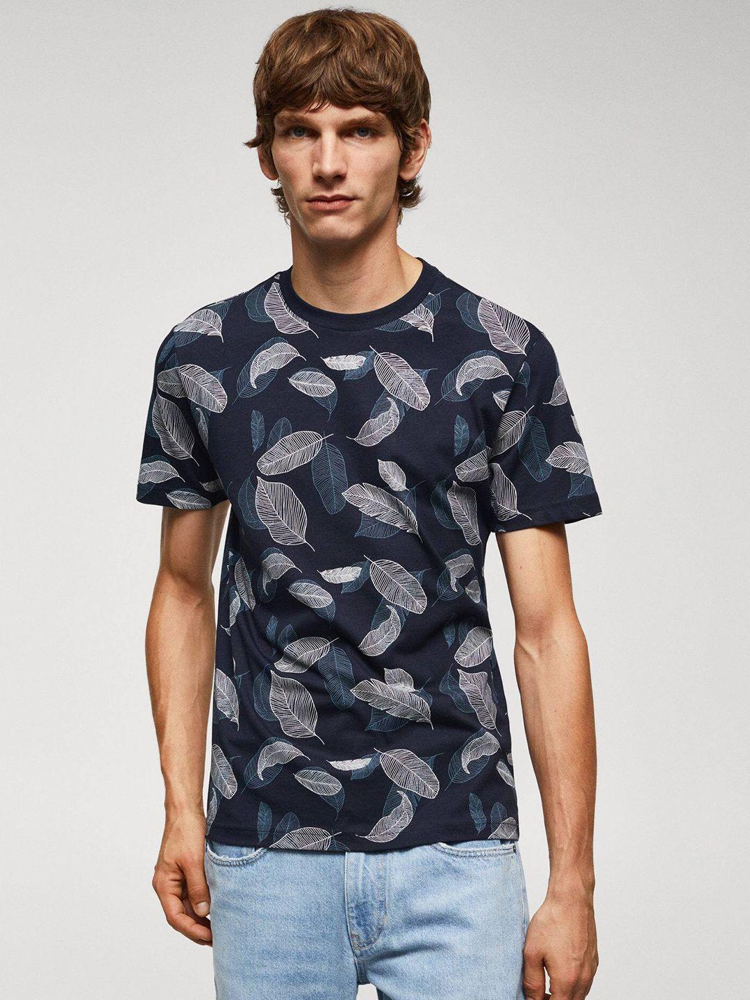 mango man tropical printed pure cotton t-shirt