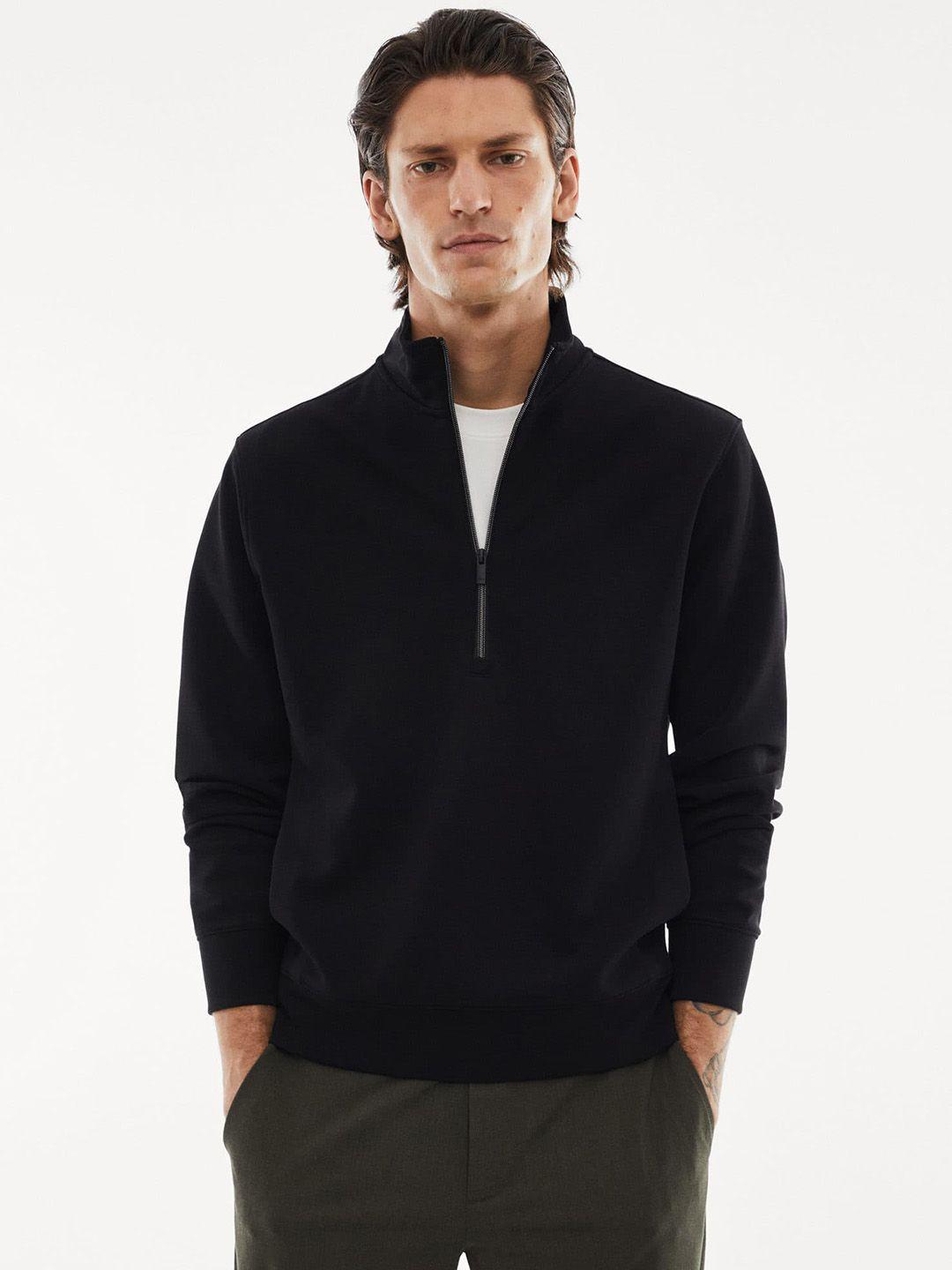 mango man half zipper full sleeves sweatshirt