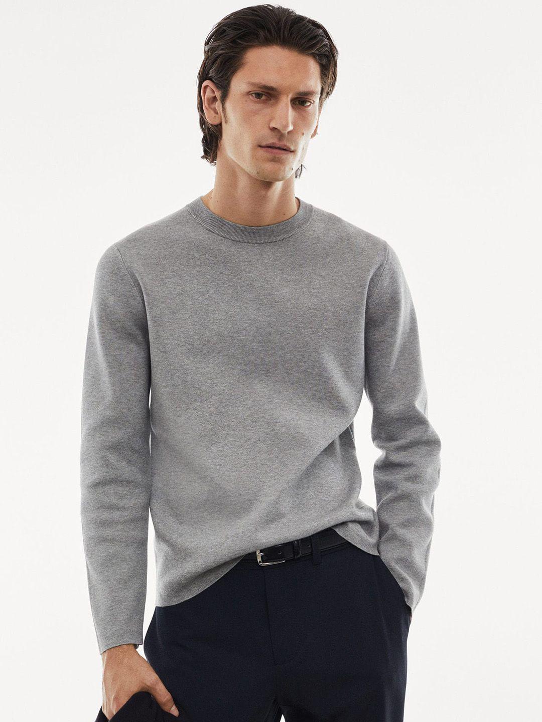 mango man melange effect thermoregulating fine-knit pullover