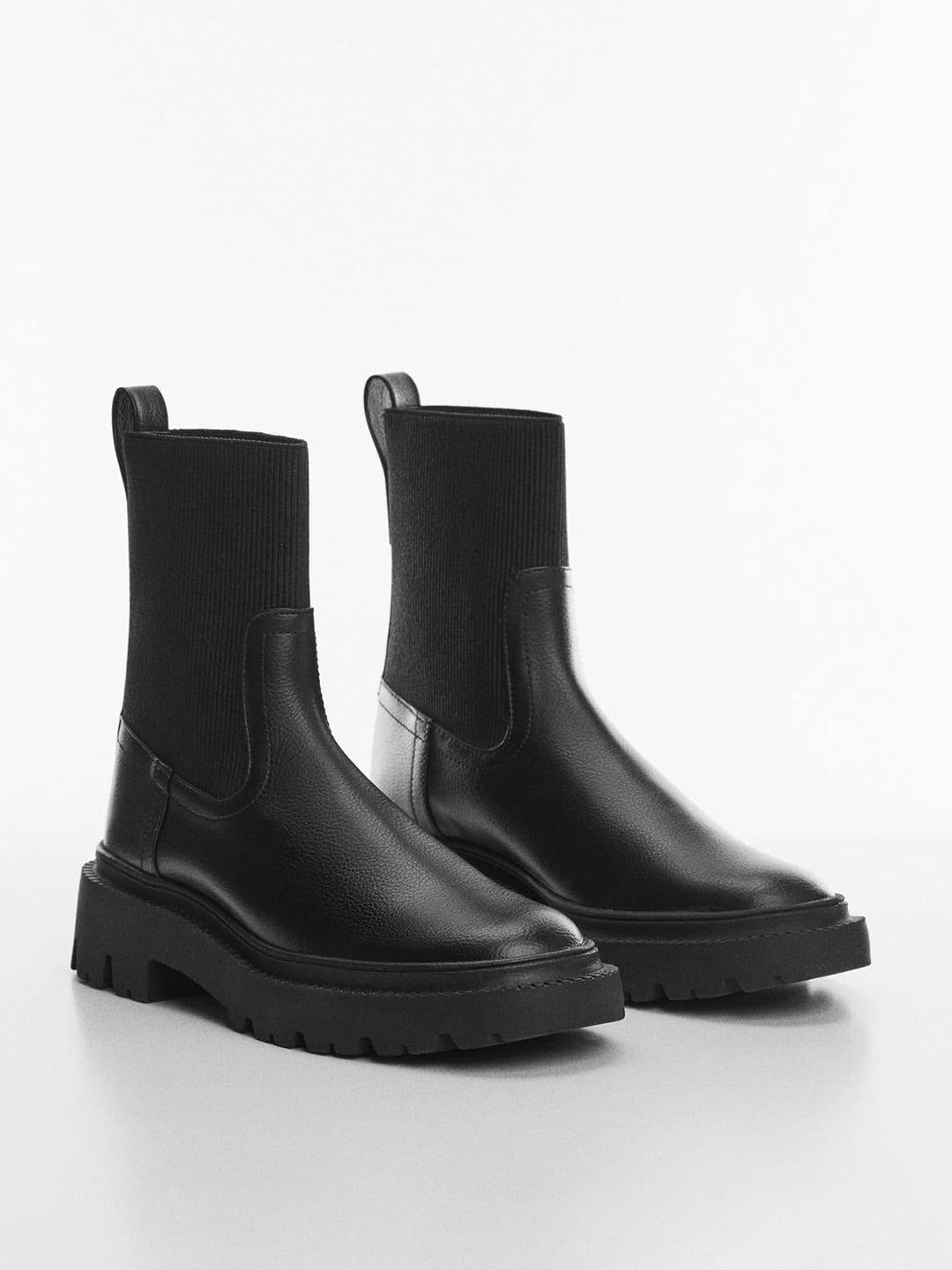 mango women mid-top chunky heel boots