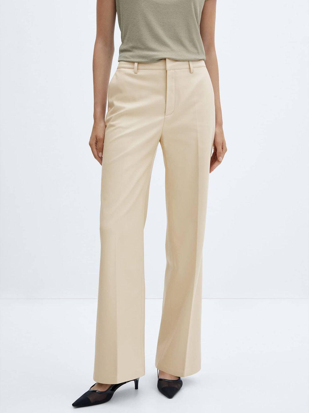 mango women wide leg faux leather trousers