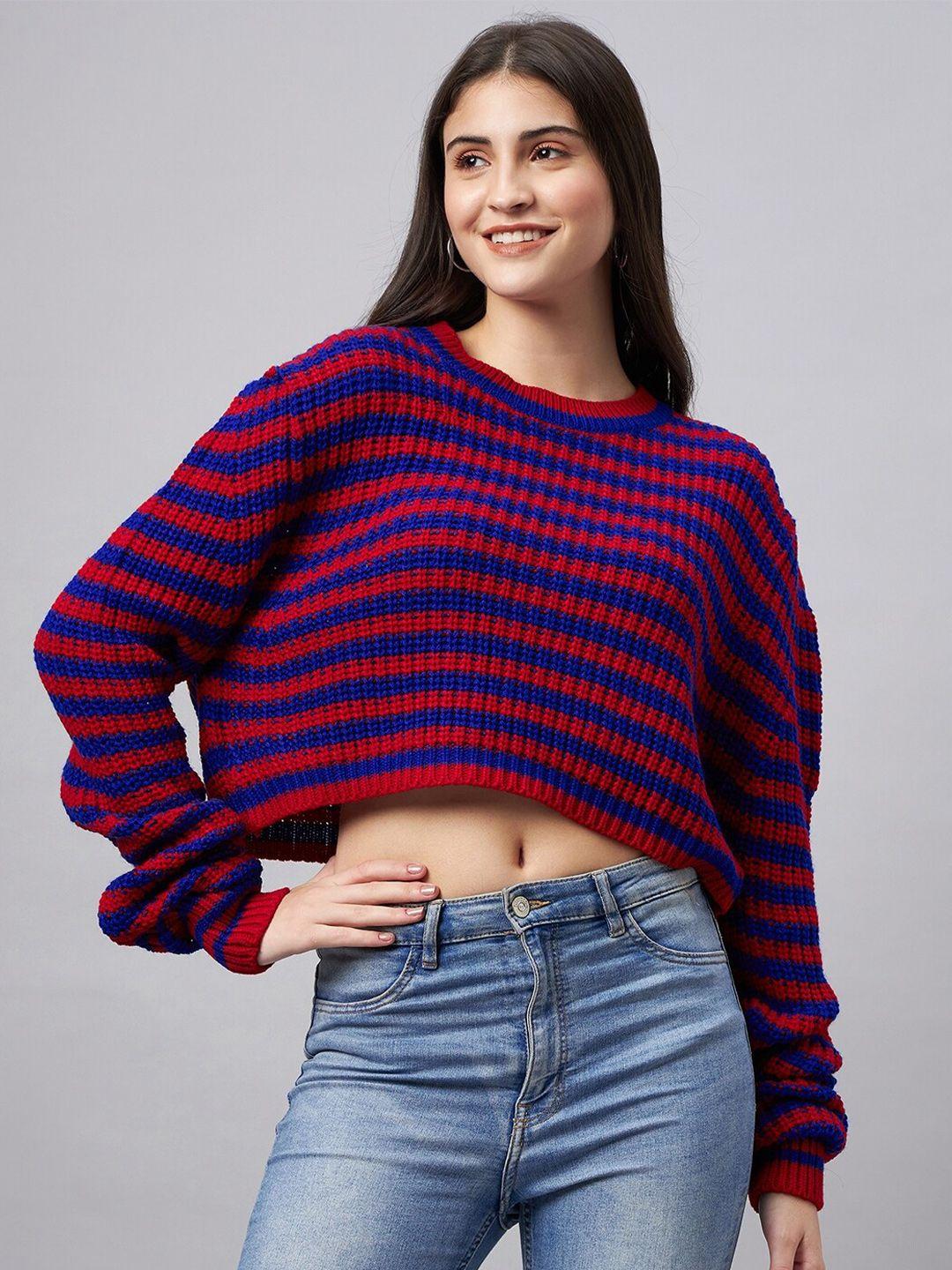 club york striped acrylic crop pullover