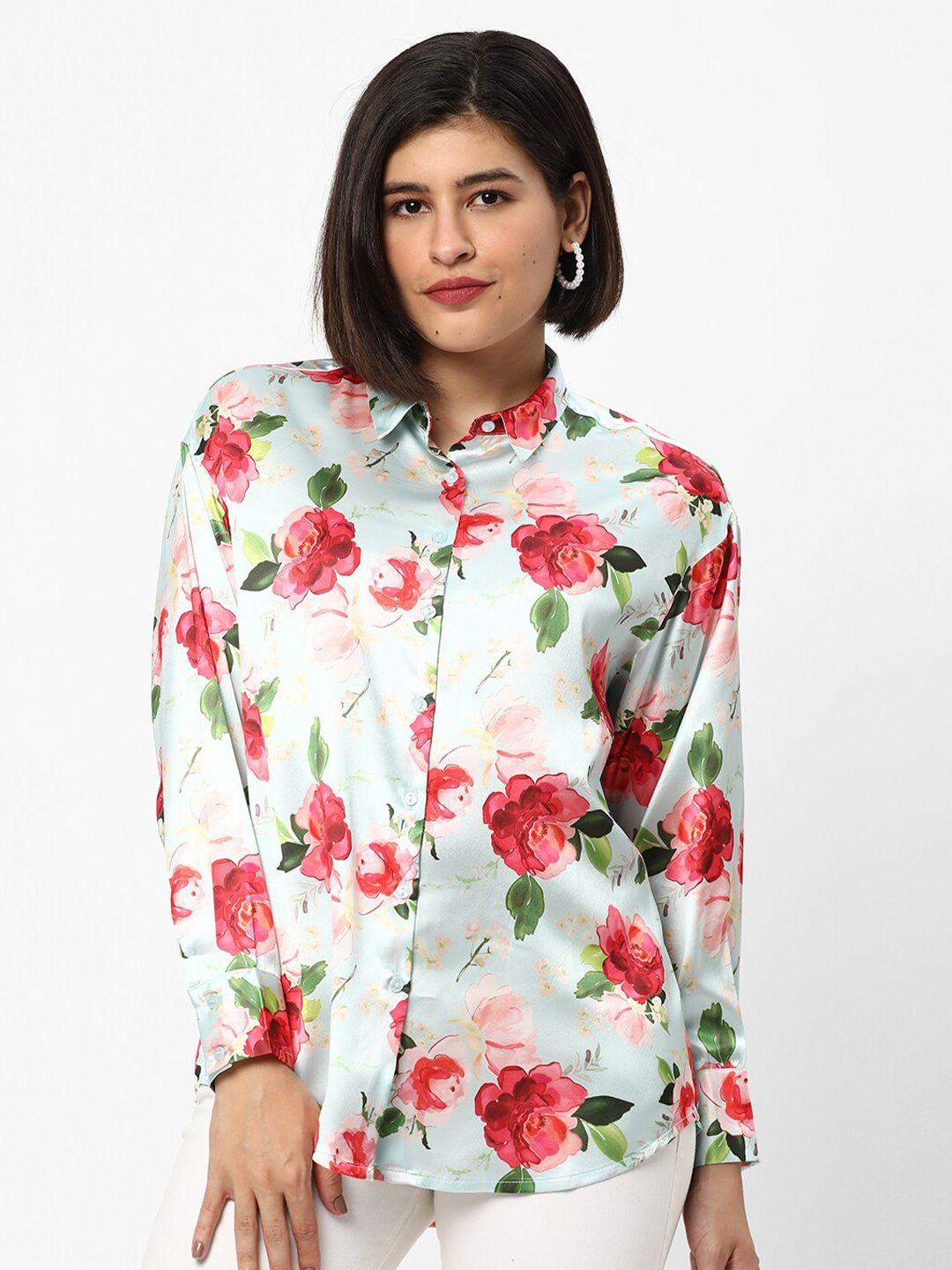 r&b floral printed shirt collar shirt style regular top