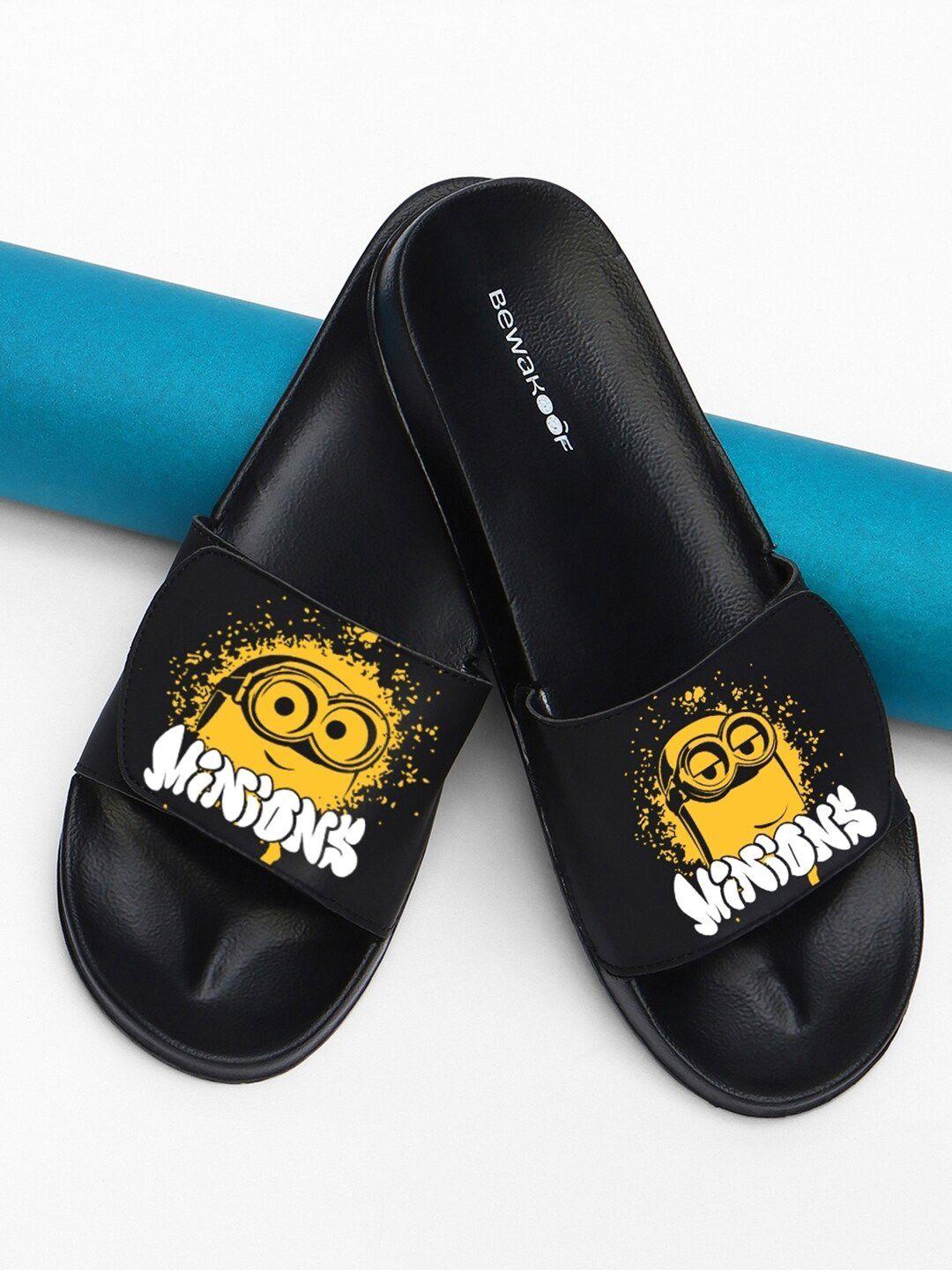 bewakoof men minions splash printed sliders