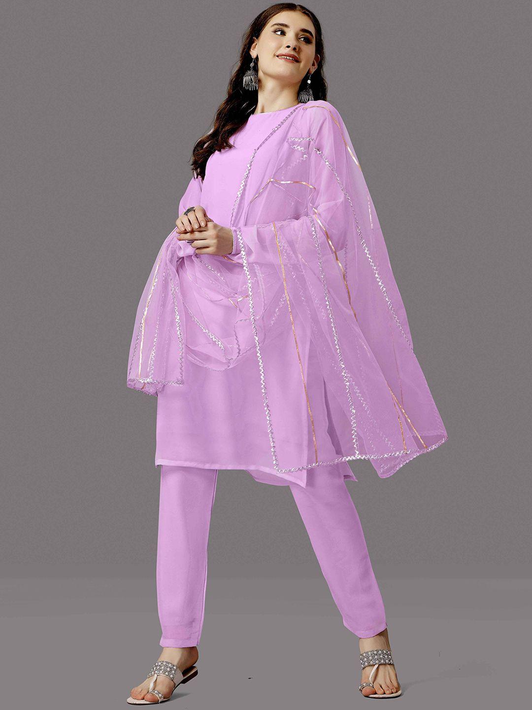 worivoc women pink regular kurta with trousers & with dupatta