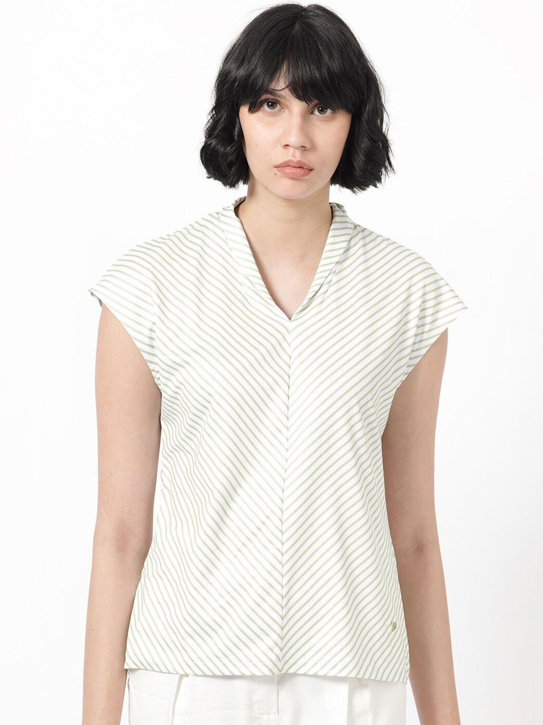 rareism striped extended sleeves cotton regular top