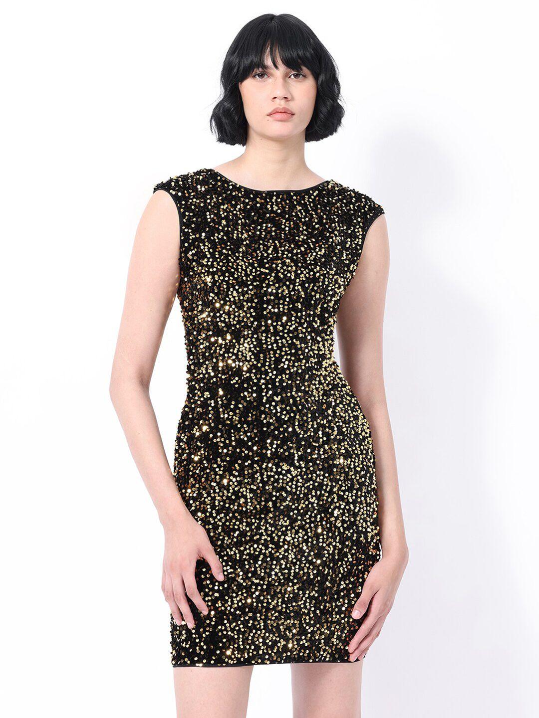 rareism sequins embellished sheath mini dress