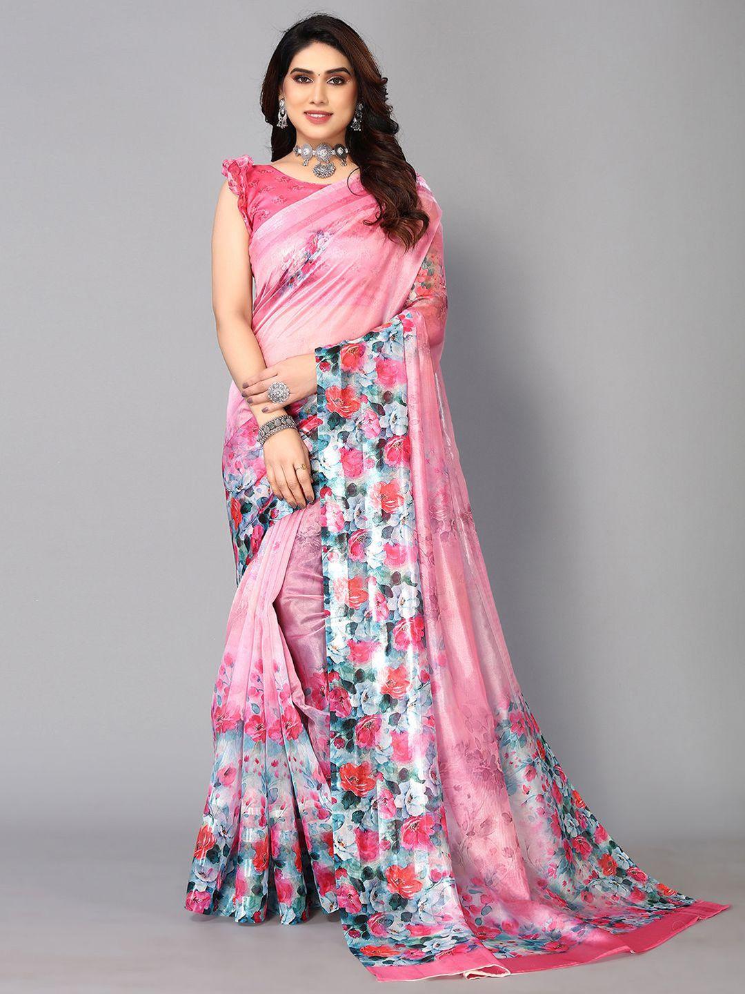 siril floral printed tissue saree