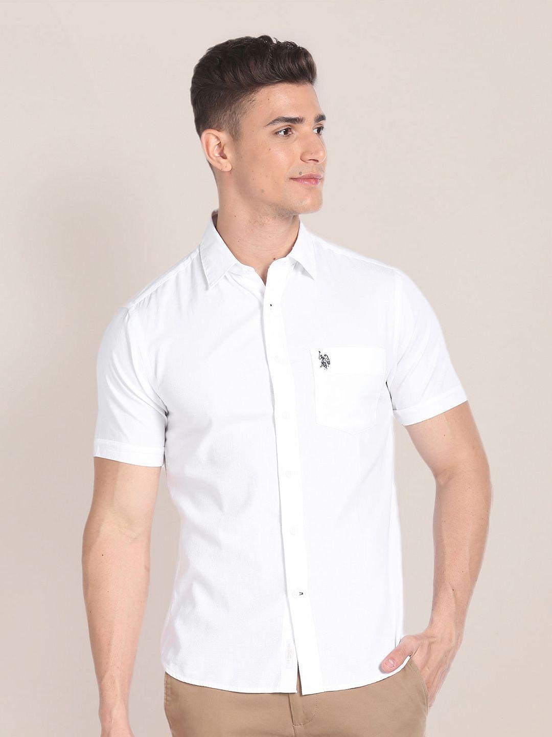 u.s. polo assn. men white opaque casual shirt