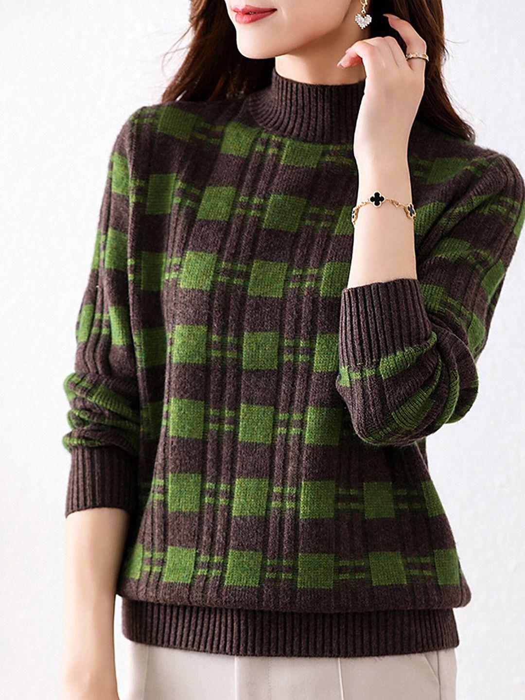 lulu & sky women brown & green printed pullover