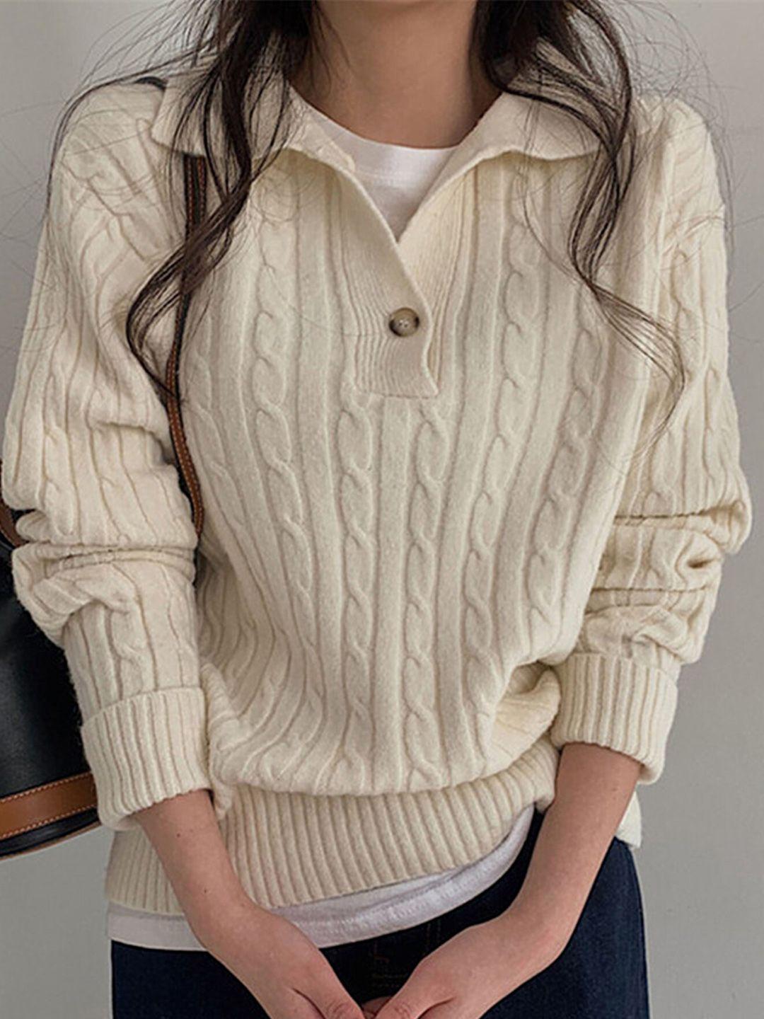 lulu & sky cable knit self design pullover sweater