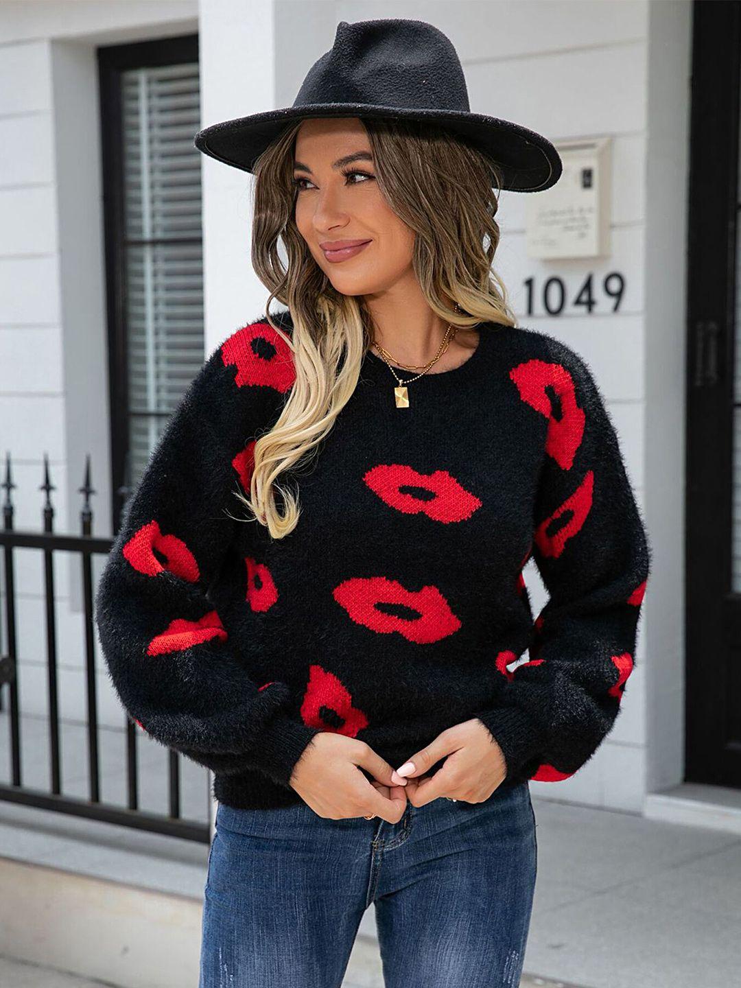 lulu & sky women black & red printed pullover