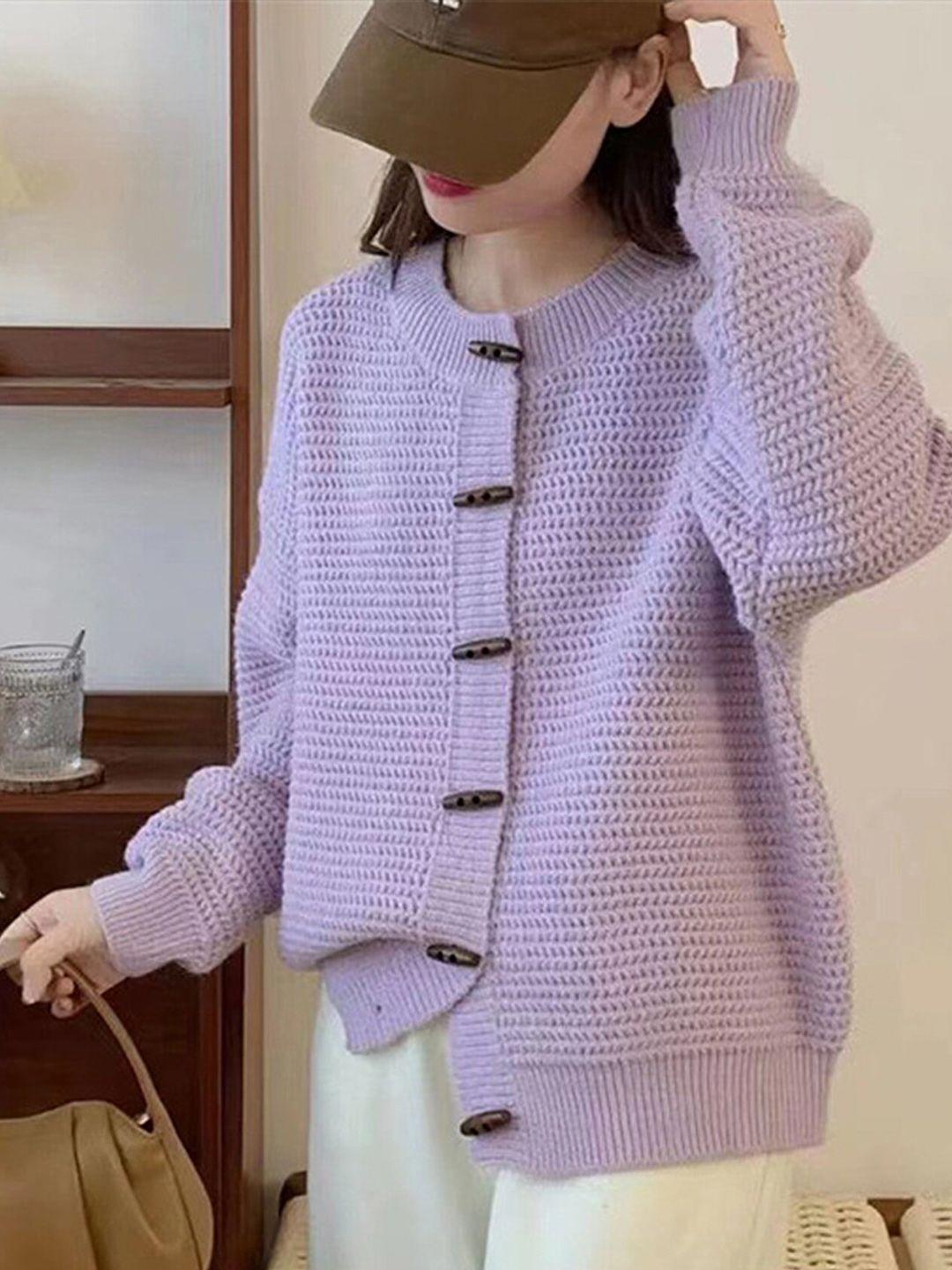 lulu & sky women purple boucle cardigan