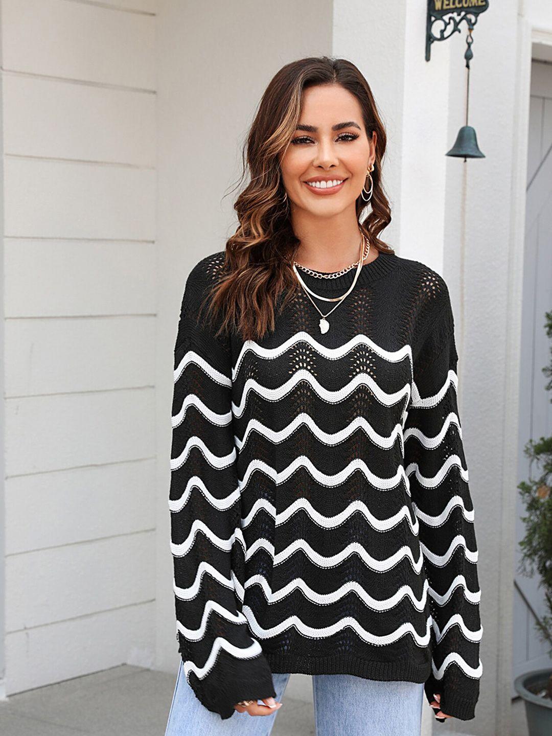 lulu & sky women black & white pullover