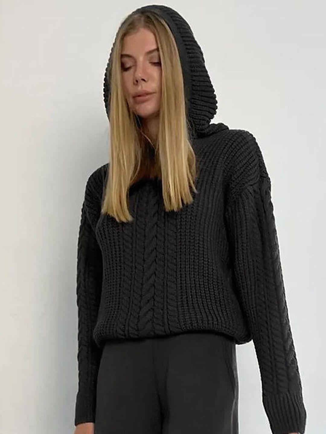 lulu & sky women black cable knit pullover