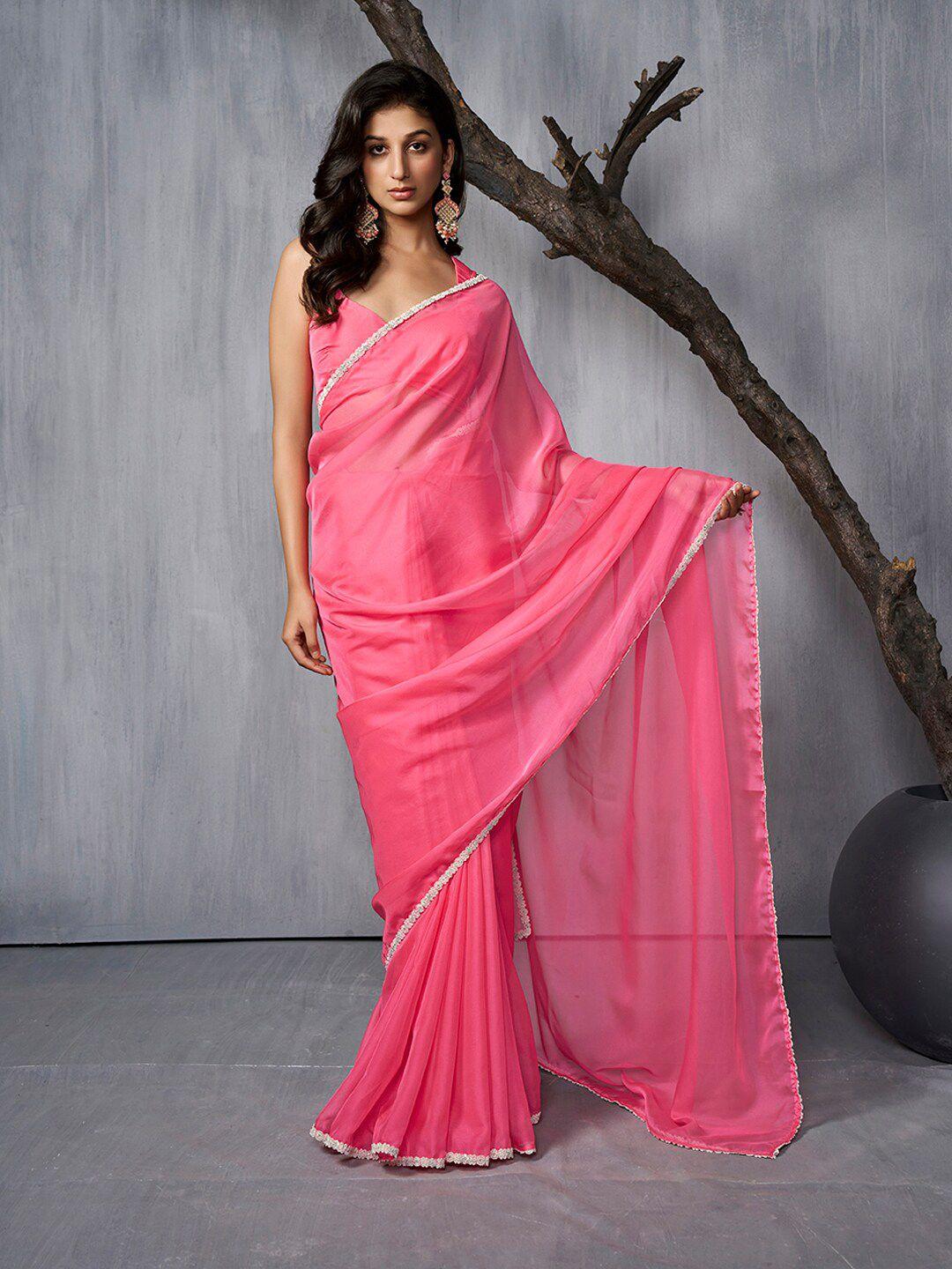 inddus embroidered organza saree