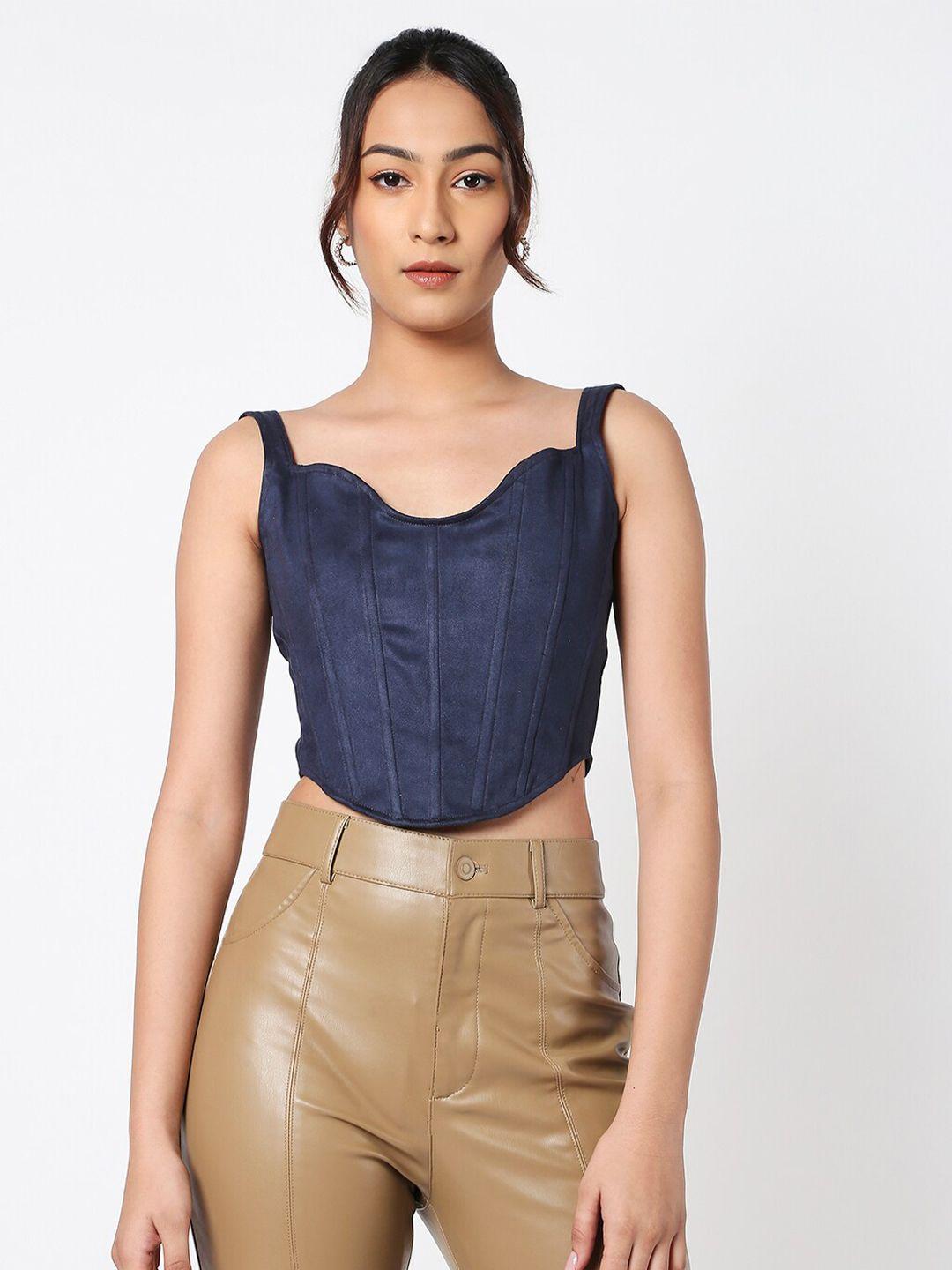 liyokki shoulder straps leather crop top