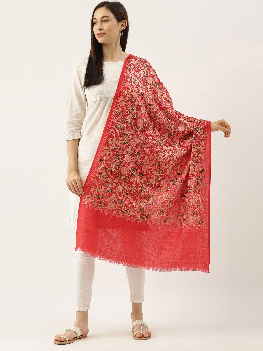 pashmoda floral embroidered pure woollen shawl