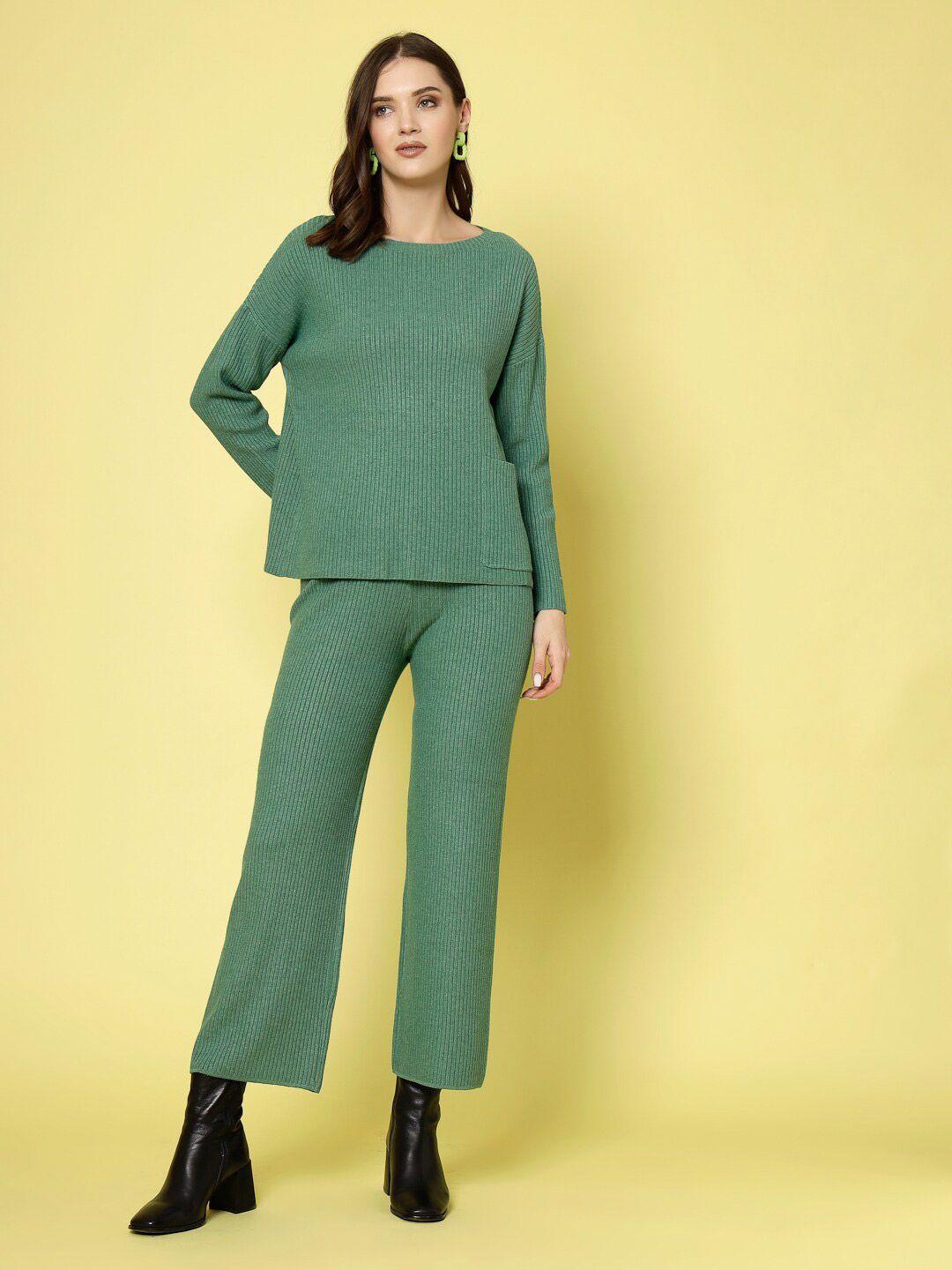 mafadeny round neck long sleeve nylon top with trousers