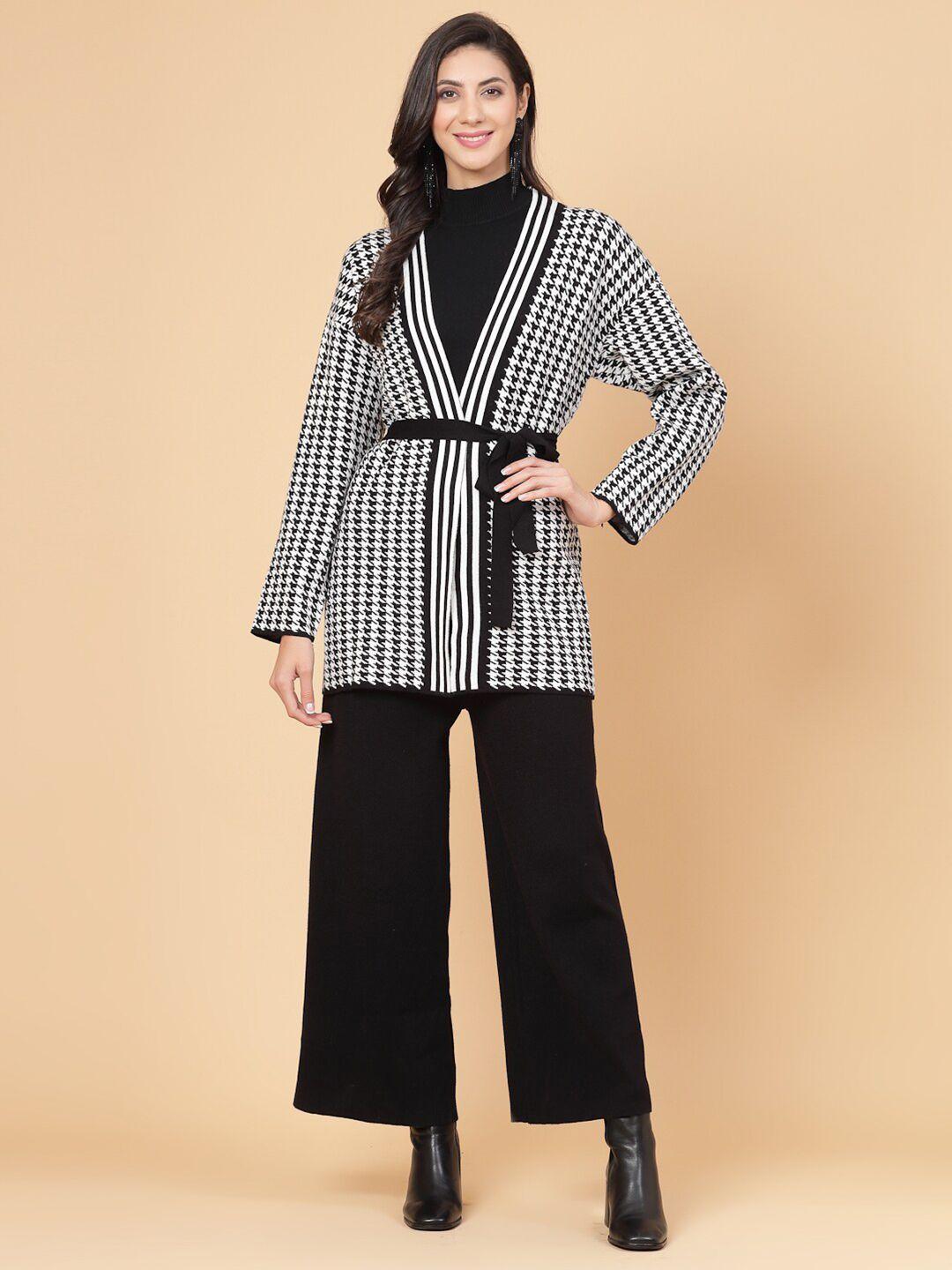 mafadeny high neck top with palazzos & checked shrug